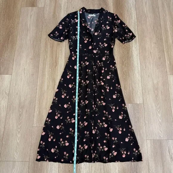S O L D : Reformation Size 8 Rocki Collared Midi Dress Romy Rose Floral Print - Picture 11 of 14